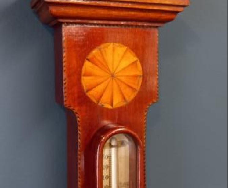 Superb Edwardian Sheraton Inlaid Banjo Barometer - Image 2