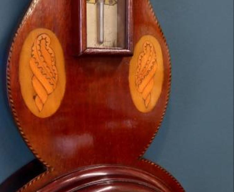 Superb Edwardian Sheraton Inlaid Banjo Barometer - Image 5