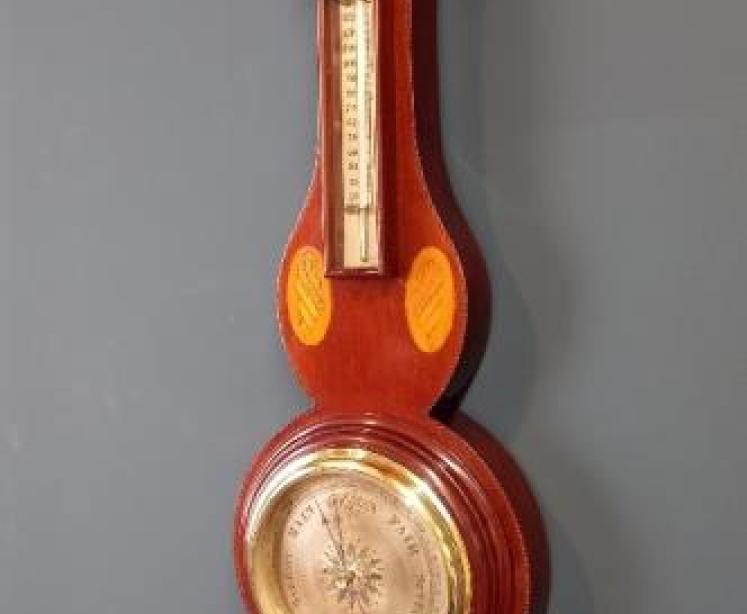 Superb Edwardian Sheraton Inlaid Banjo Barometer - Image 7