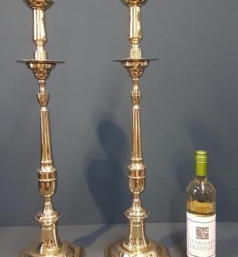 Pair of Extra Large Victorian Brass Candlesticks