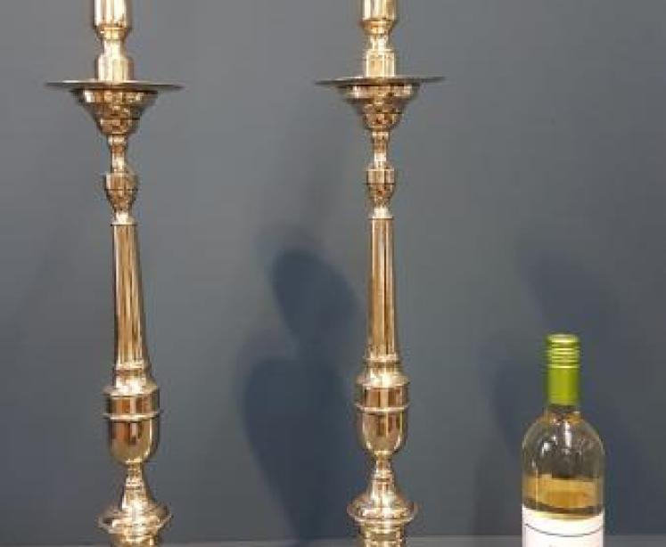 Pair of Extra Large Victorian Brass Candlesticks - Image 1