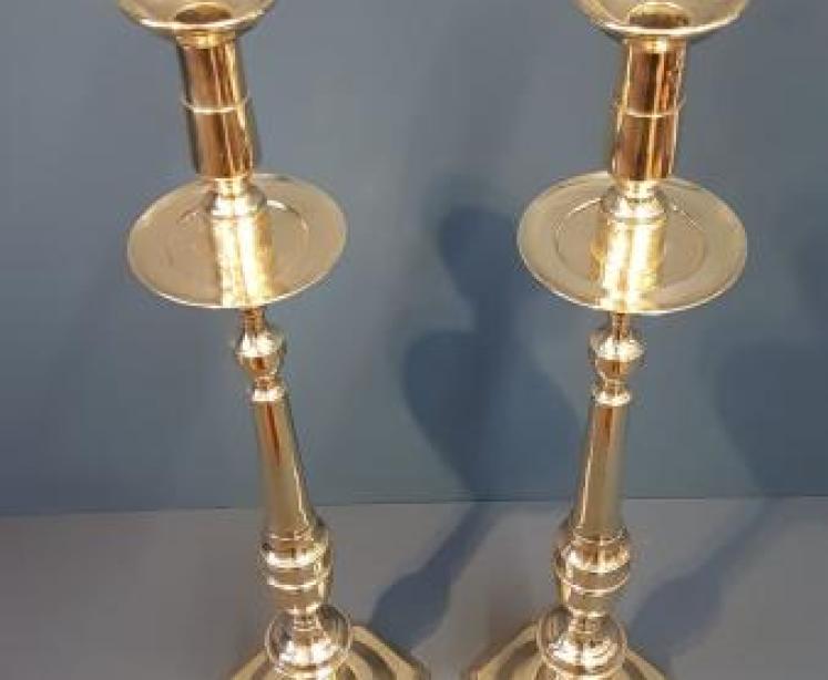 Pair of Extra Large Victorian Brass Candlesticks - Image 2