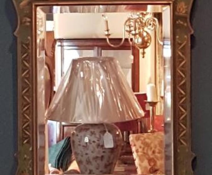 Edwardian Green Chinoiserie Mirror - Image 1