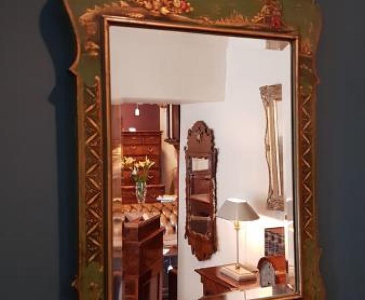Edwardian Green Chinoiserie Mirror - Image 3