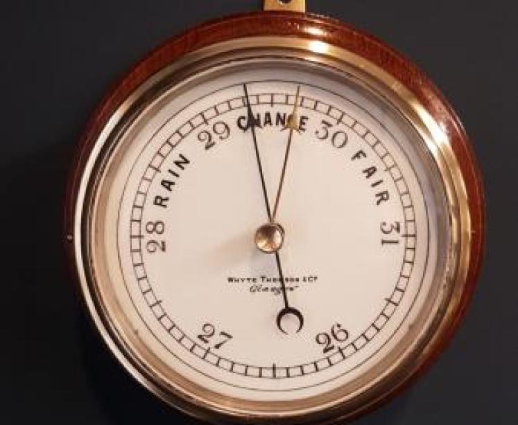 Unusual Oak Cased Bulk Head Marine Barometer - Image 1