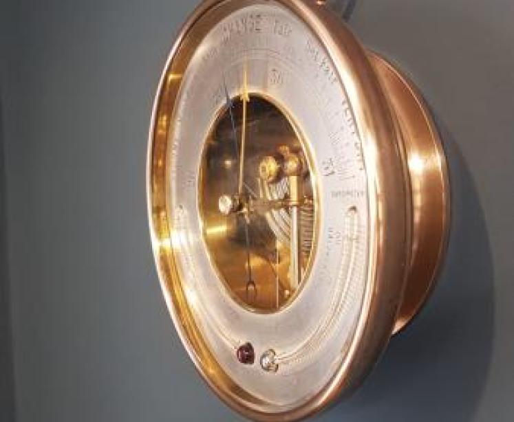 Victorian Bronzed Cased Marine Barometer with Twin Crescent Thermometers - Image 2