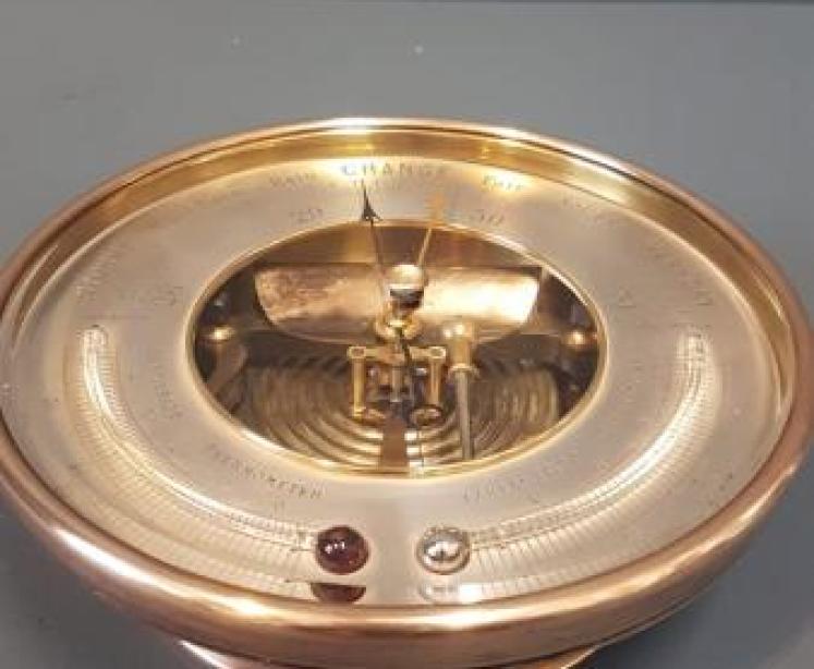 Victorian Bronzed Cased Marine Barometer with Twin Crescent Thermometers - Image 7