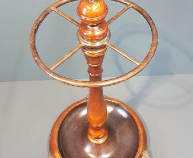 Edwardian Walnut and Brass Stick Stand  - Image 3