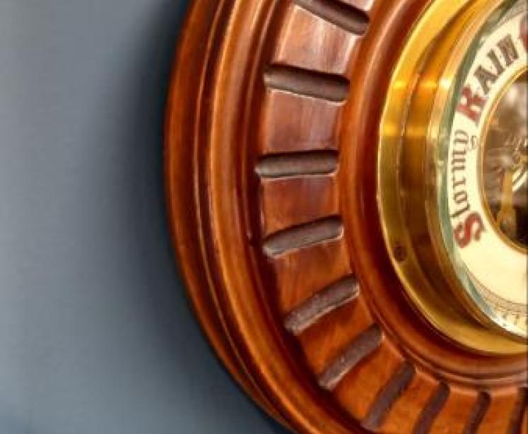 Victorian Walnut Visible Works Aneroid Barometer - Image 4