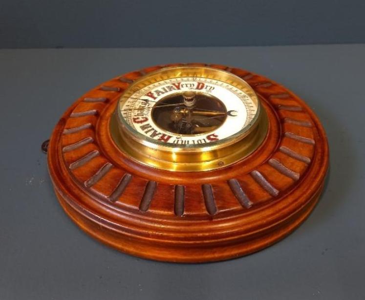 Victorian Walnut Visible Works Aneroid Barometer - Image 7