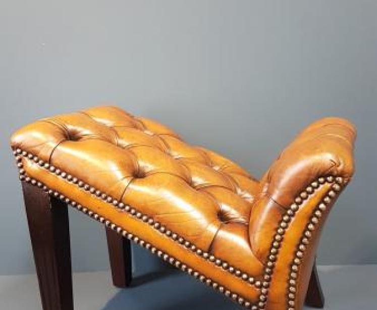 1930's Leather Foot Stool - Image 5