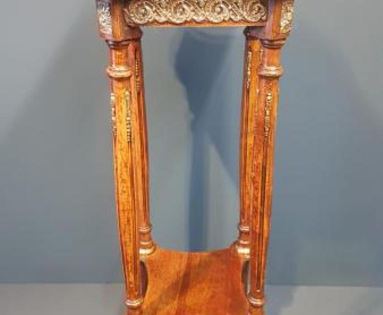 Victorian Walnut & Gilt Ormolu Plant Stand - Image 2