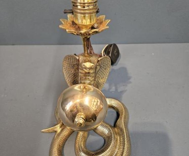 Unusual Edwardian Serpent Table Lamp and Counter Bell - Image 5