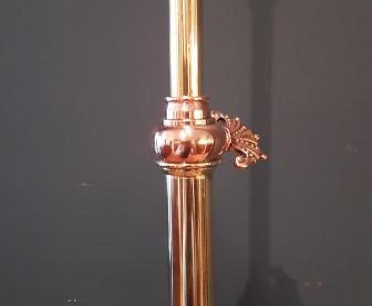 Edwardian Brass and Copper Trimmed Lamp Standard - Image 3