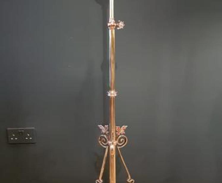 Edwardian Brass and Copper Trimmed Lamp Standard - Image 6