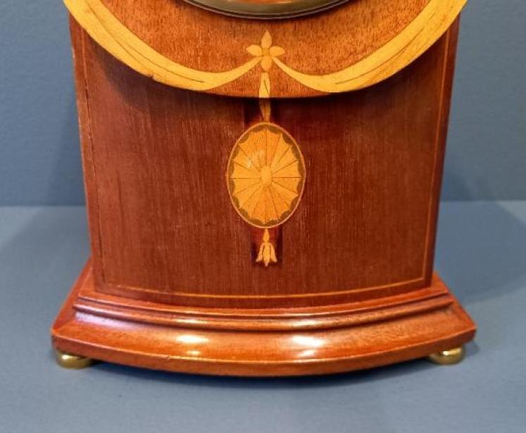 Edwardian Sheraton Garland Inlaid Mantel Clock - Image 4