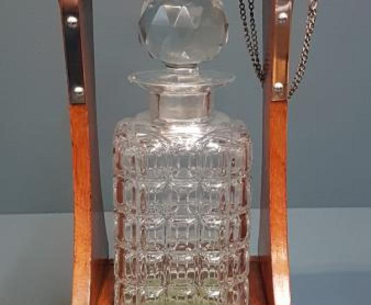 Victorian Oak and Silver Plated Tantalus - Image 1