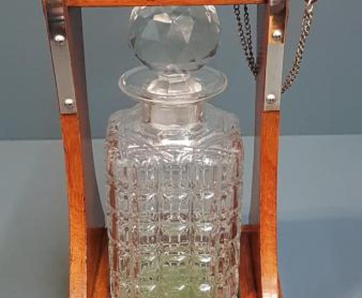 Victorian Oak and Silver Plated Tantalus - Image 7