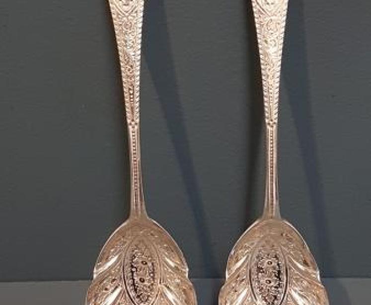 Pair of Silver Berry Spoons - Image 5