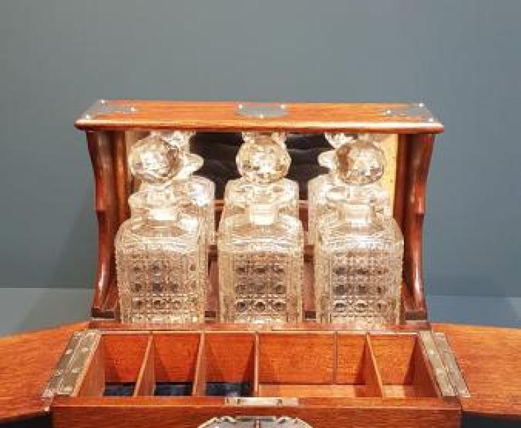 Victorian Oak After Dinner Tantalus - Image 5