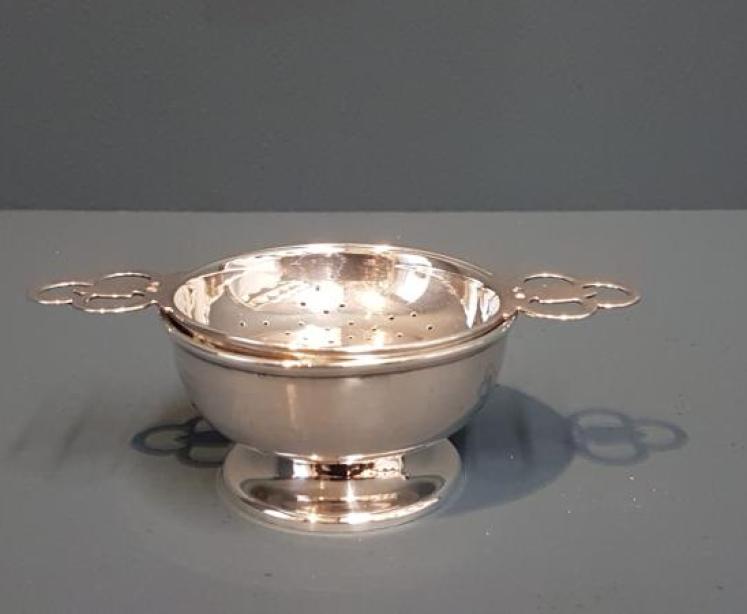 Silver Tea Strainer and Stand - Image 1