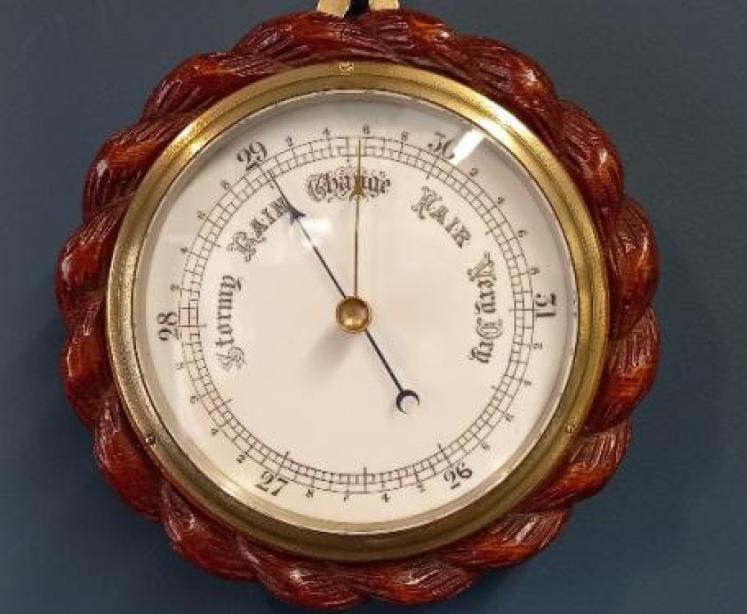 Victorian Oak & Porcelain Dial Ship's Barometer - Image 1
