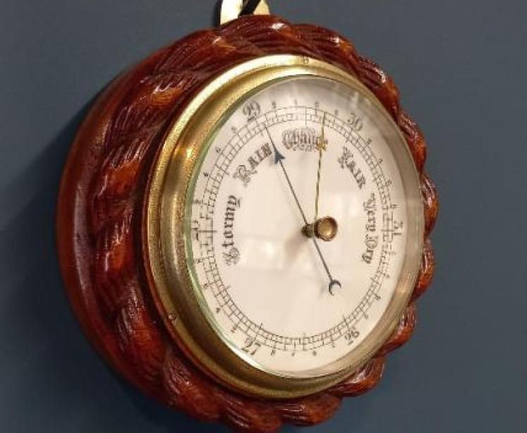 Victorian Oak & Porcelain Dial Ship's Barometer - Image 2