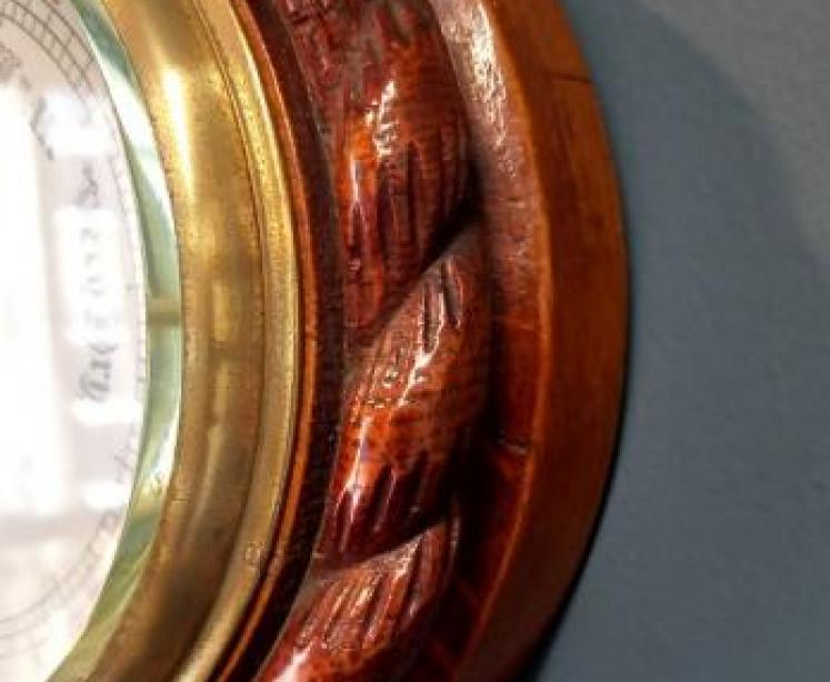 Victorian Oak & Porcelain Dial Ship's Barometer - Image 3