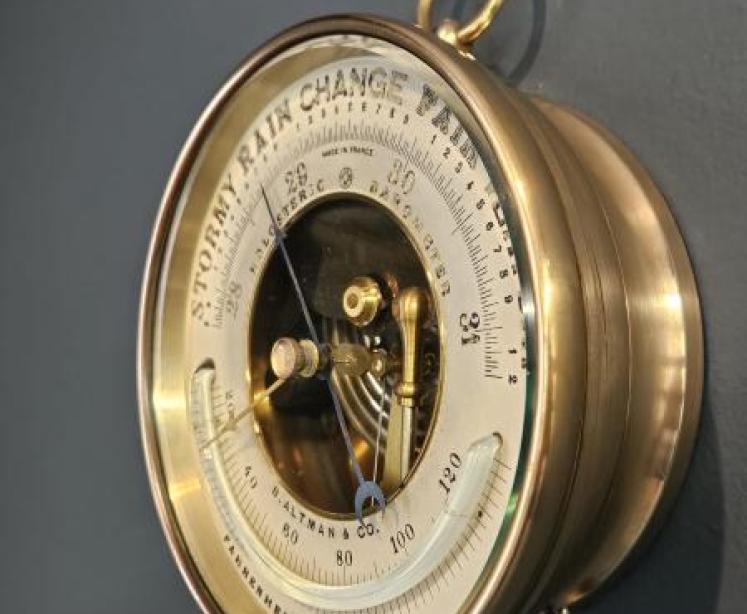 Victorian Marine Barometer with Crescent Thermometer - Image 2