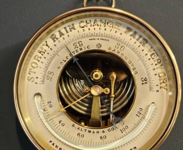 Victorian Marine Barometer with Crescent Thermometer - Image 5
