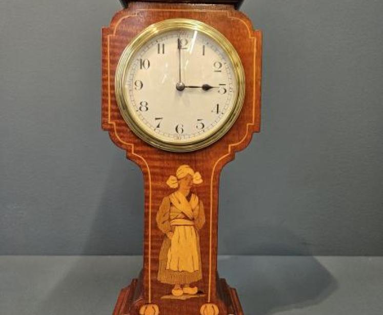 Edwardian Dutch Girl Inlaid Mantel Clock - Image 1