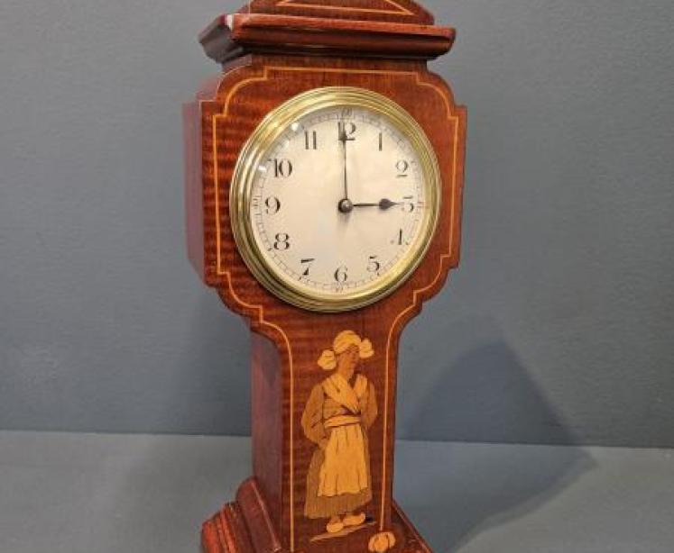 Edwardian Dutch Girl Inlaid Mantel Clock - Image 2