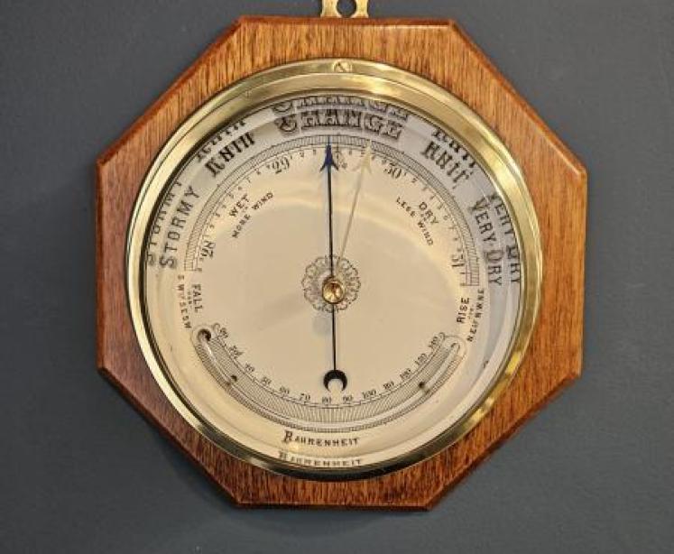 Outstanding Quality Marine Barometer with Crescent Thermometer - Image 1
