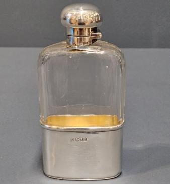 Victorian Silver and Faceted Crystal Hip Flask