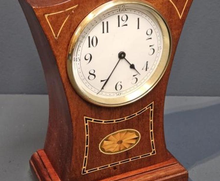 Edwardian Flared Top Inlaid Mantel Clock - Image 3