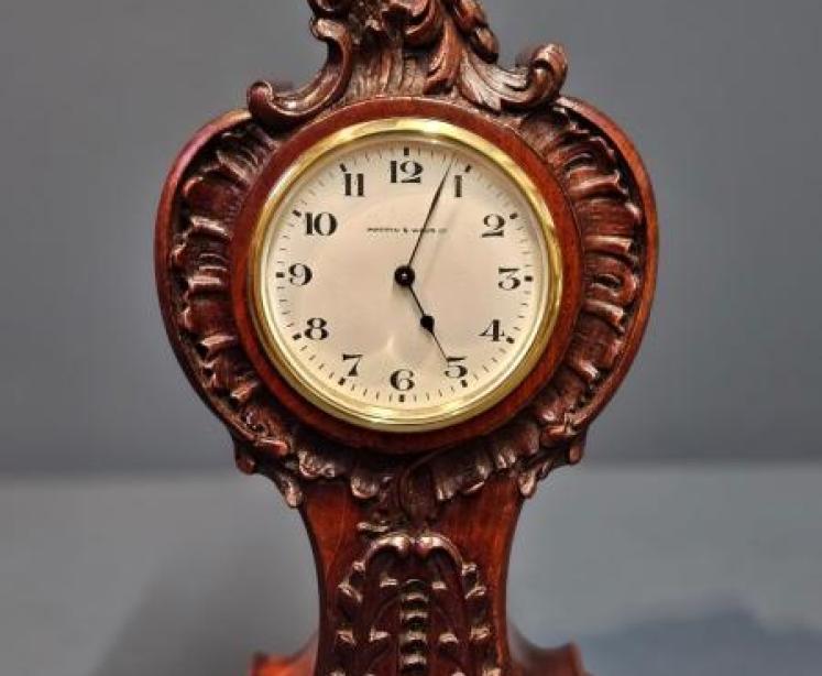 Victorian Carved Mahogany Mantel Clock  - Image 1