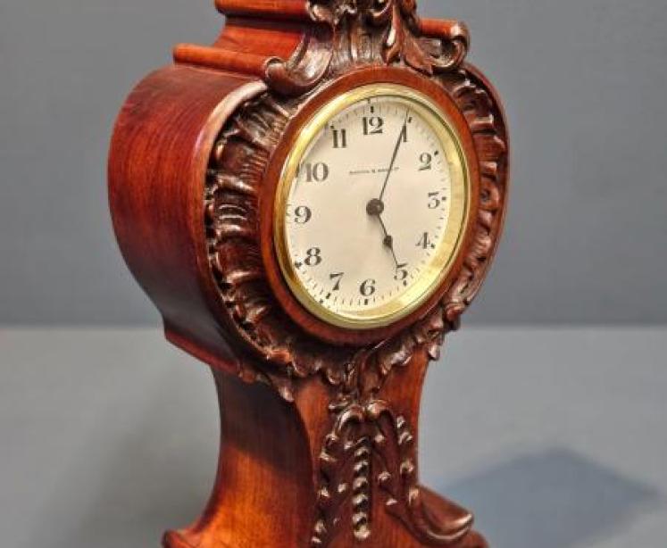 Victorian Carved Mahogany Mantel Clock  - Image 6