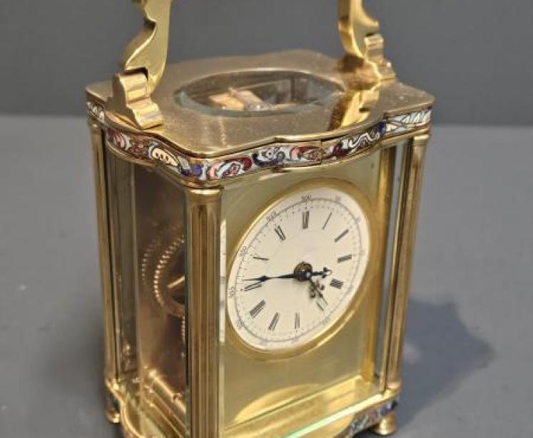 Edwardian Cloisonne Branded French Carriage Clock - Image 1