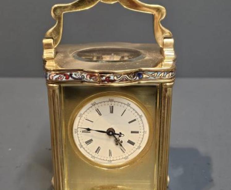 Edwardian Cloisonne Branded French Carriage Clock - Image 2