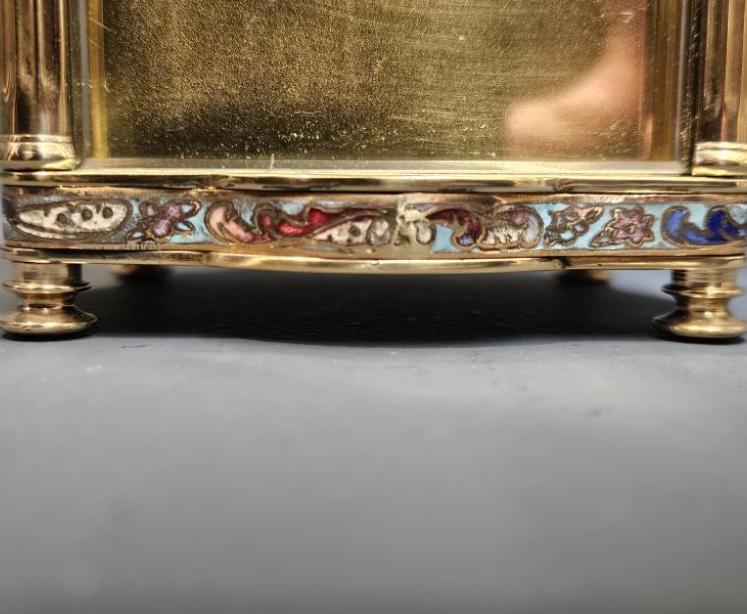 Edwardian Cloisonne Branded French Carriage Clock - Image 6