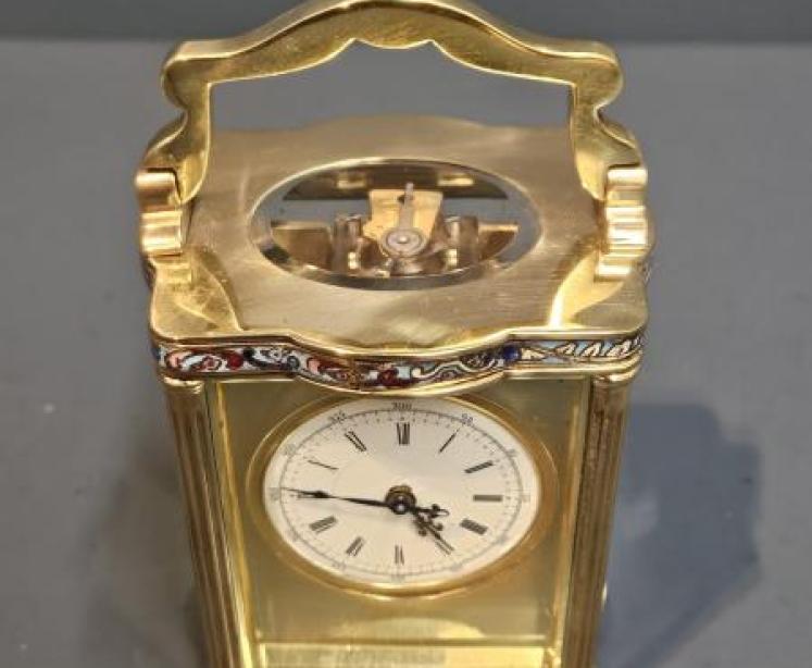 Edwardian Cloisonne Branded French Carriage Clock - Image 7