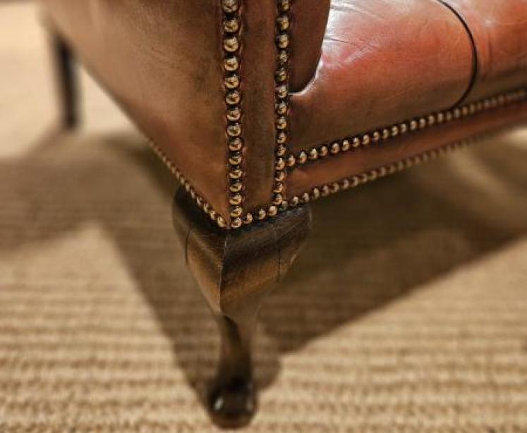 Matching Pair of 1920's Red Leather Chesterfield Arm Chairs - Image 6