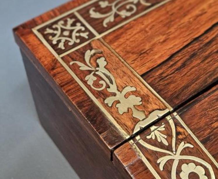 Regency Rosewood Brass Inlaid Writing Slope - Image 6