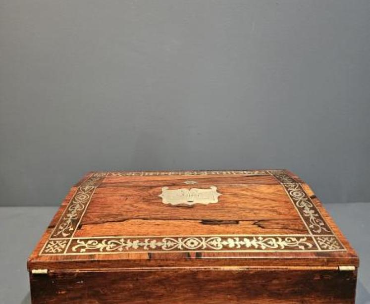 Regency Rosewood Brass Inlaid Writing Slope - Image 7