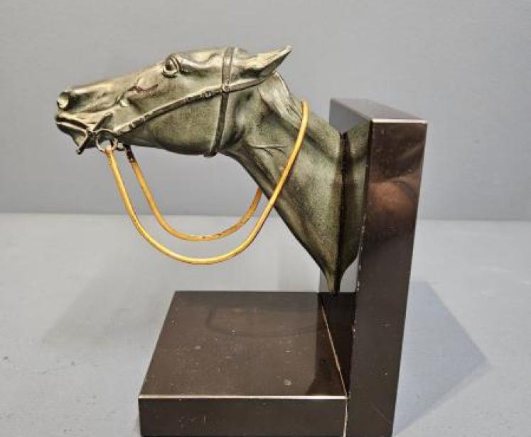 1930's Bronze Race Horse Bookend - Image 3