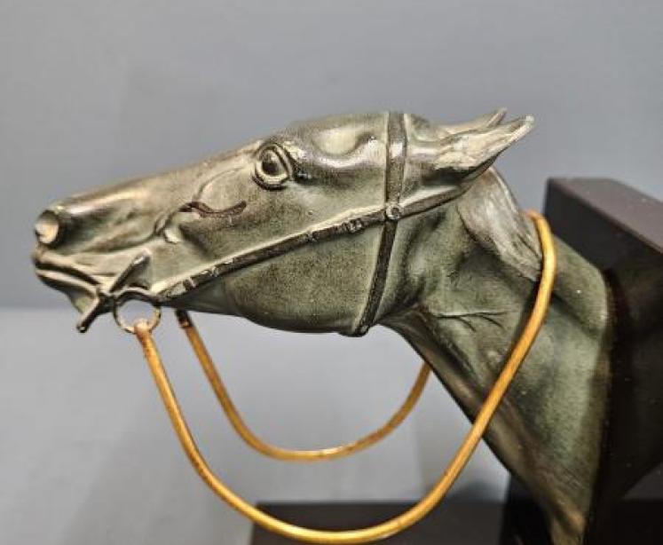 1930's Bronze Race Horse Bookend - Image 6