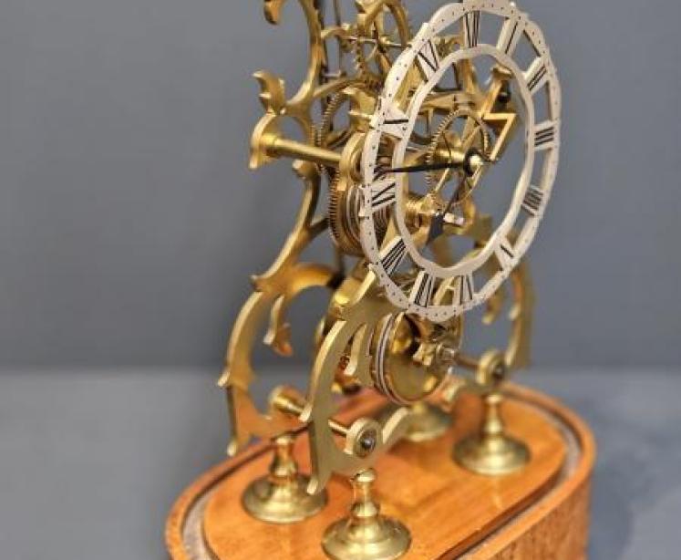Unusual Victorian Skeleton Clock with Music Box - Image 2