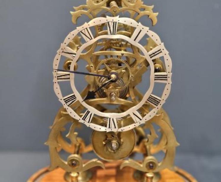 Unusual Victorian Skeleton Clock with Music Box - Image 3