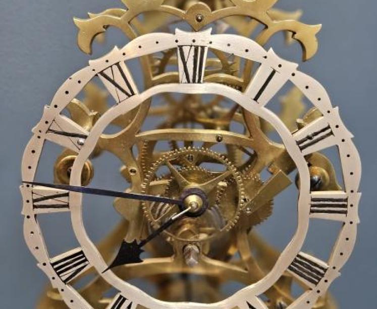 Unusual Victorian Skeleton Clock with Music Box - Image 4
