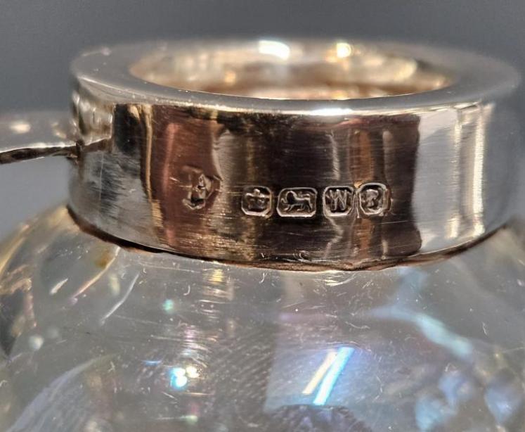 Unusual Victorian Opalescent Crystal and Silver Ink Well - Image 4